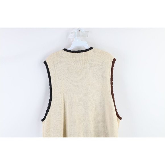 Vintage 90s Streetwear Womens 1X Cat Kitten Knit Button Cardigan Sweater Vest - Picture 9 of 10